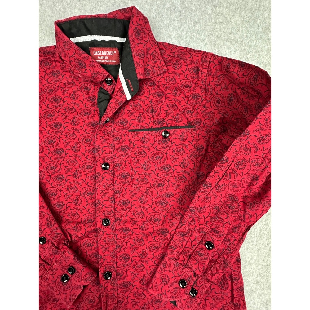 Consequence Big Boy 8/S Red Black Roses Floral Button Down Shirt B-ROSE1-BB
